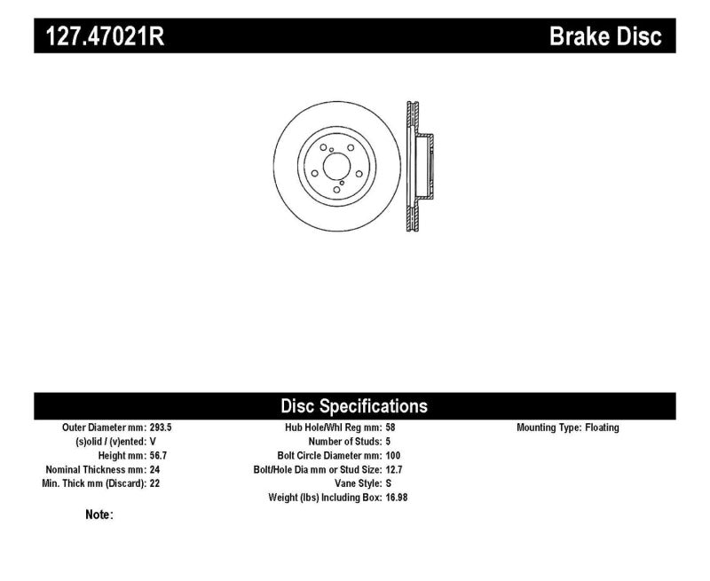StopTech Slotted &amp; Drilled Sport Brake Rotor - 127.47021R