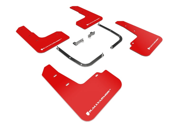 Rally Armor 19-21 Hyundai Veloster Turbo R-Spec Red UR Mud Flap w/ White Logo - MF58-UR-RD/WH for 2019-2021 Hyundai Veloster 