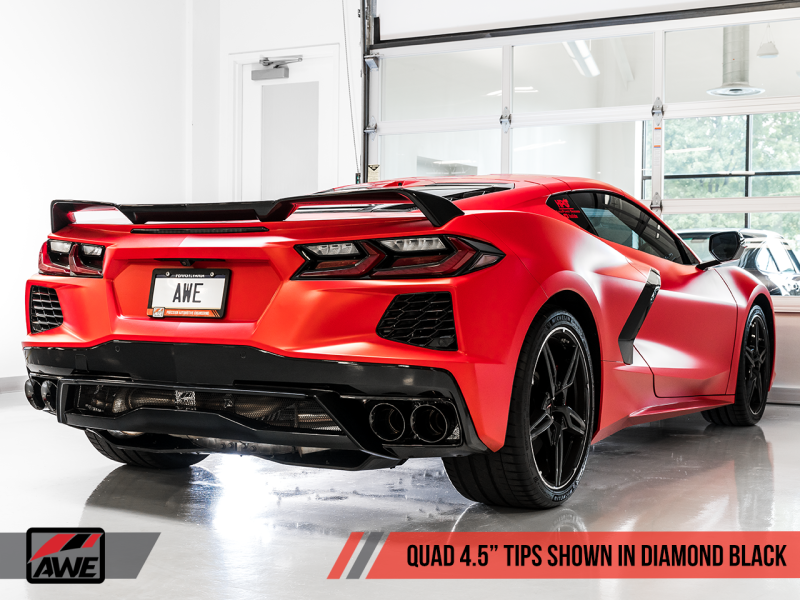 AWE Tuning 2020 Chevrolet Corvette (C8) Touring Edition Exhaust - Quad Diamond Black Tips - 3015-43159