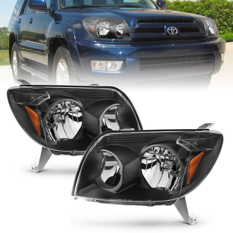 ANZO 2003-2005 Toyota 4Runner Crystal Headlights Black - 111394