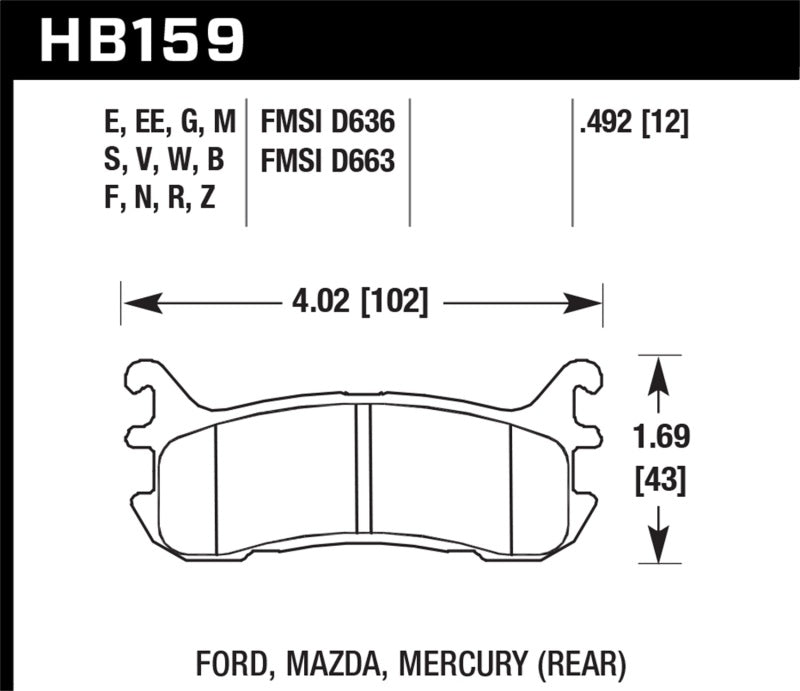 Hawk 94-97 & 99-05 Mazda Miata DTC-30 Race Rear Brake Pads - HB159W.492