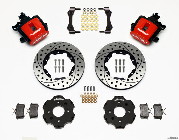 Wilwood Combination Parking Brake Rear Kit 11.00in Drilled Red Civic / Integra Disc 2.39 Hub Offset - 140-10206-DR for 1990-2
