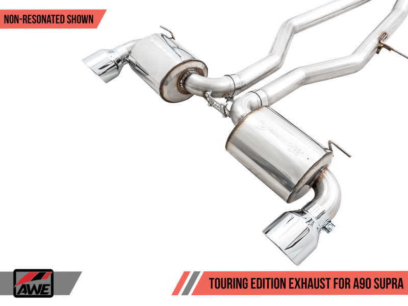AWE 2020 Toyota Supra A90 Non-Resonated Touring Edition Exhaust - 5in Chrome Silver Tips - 3020-32058