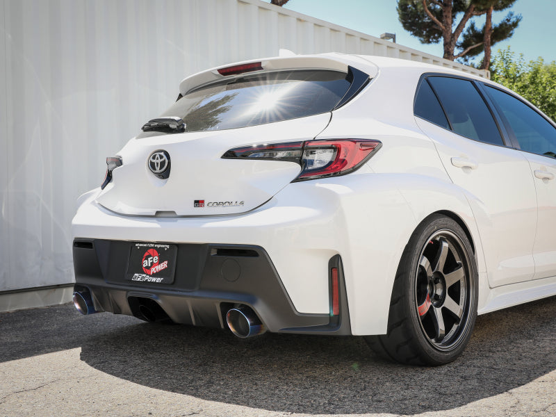 aFe 23-24 Toyota GR Corolla L3 1.6L (t) Gemini XV 3in to 2-1/2in Cat Back Exhaust w/ Blue Flame Tips - 49-36067-L