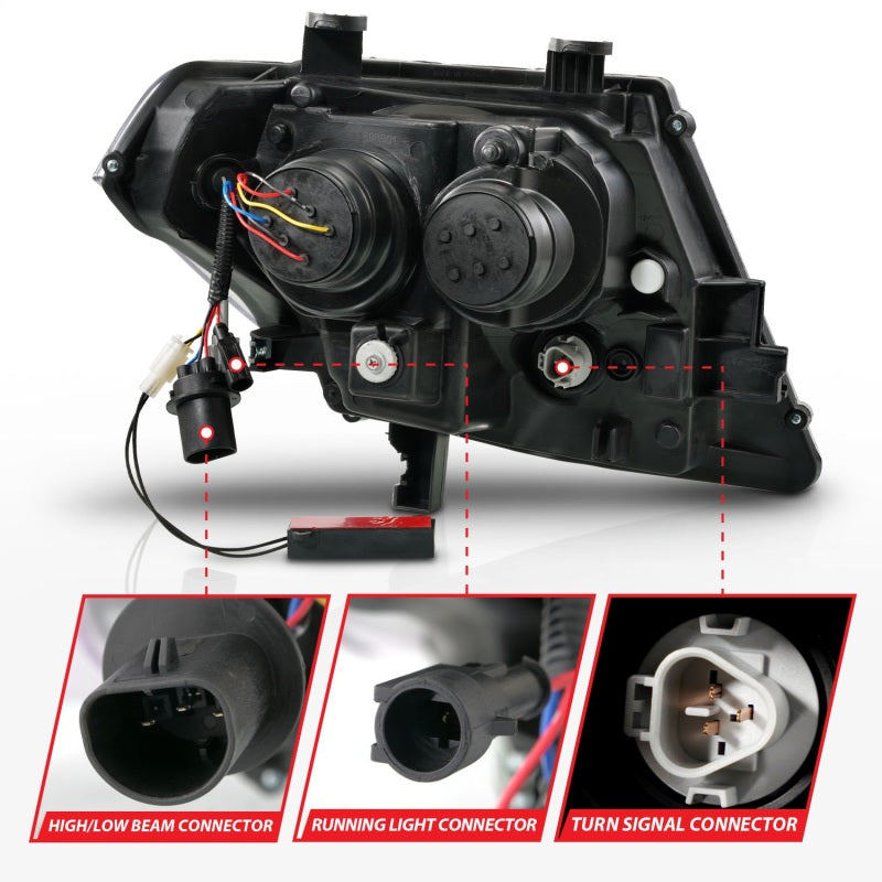 ANZO 09-20 Nissan Frontier Black Projector Plank Style DRL w/ Switchback &amp; Sequential LED DRL - 111597