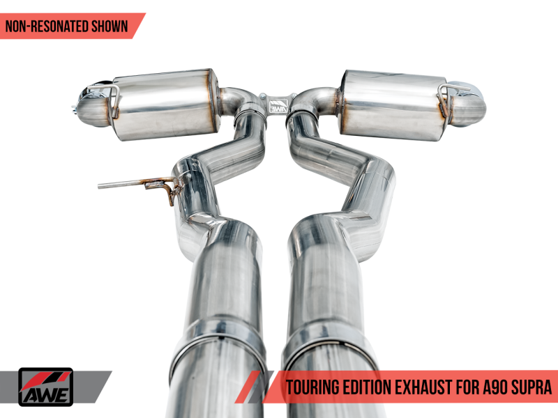 AWE 2020 Toyota Supra A90 Non-Resonated Touring Edition Exhaust - 5in Chrome Silver Tips - 3020-32058