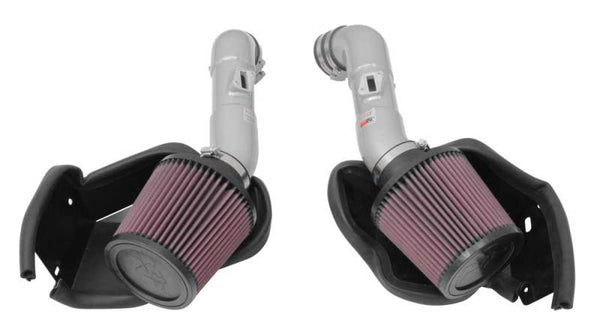 K&N 14-15 Infiniti Q50 3.7L V6 Dual Silver Typhoon Short Ram Intakes - 69-7083TS for 2014-2015 INFINITI Q50 - front view