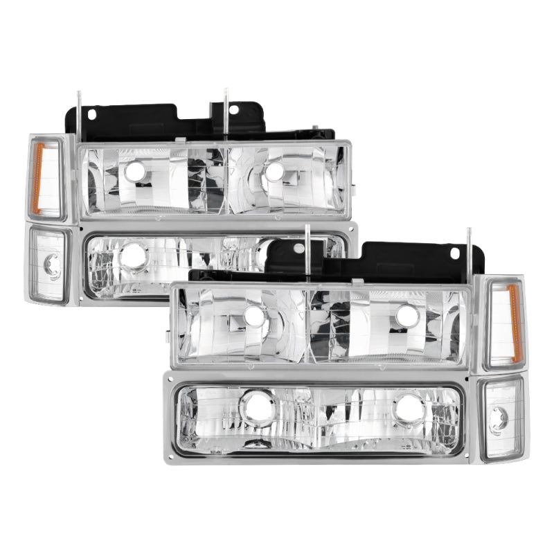 Xtune Chevy Suburban 94-98 Headlights w/ Corner &amp; Parking Lights 8pcs Chrome HD-JH-CCK88-AM-C-SET - 5069535