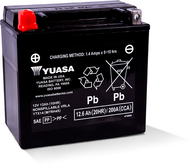 Yuasa YTX14 Maintenance Free AGM 12 Volt Battery - YUAM7RH4S by Yuasa Battery