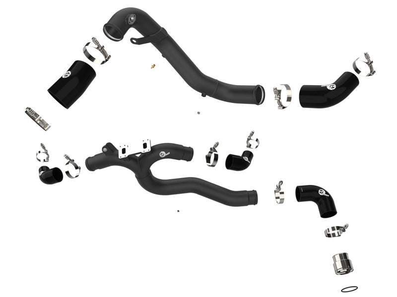 AFE 18-22 Kia Stinger V6-3.3L BladeRunner Alum Hot/Cold Charge Pipe Kit Black - 46-20504-B