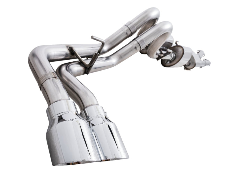 AWE 16-22 Toyota Tacoma 0FG Catback Exhaust w/ BashGuard - Dual Chrome Silver Tips - 3015-32826