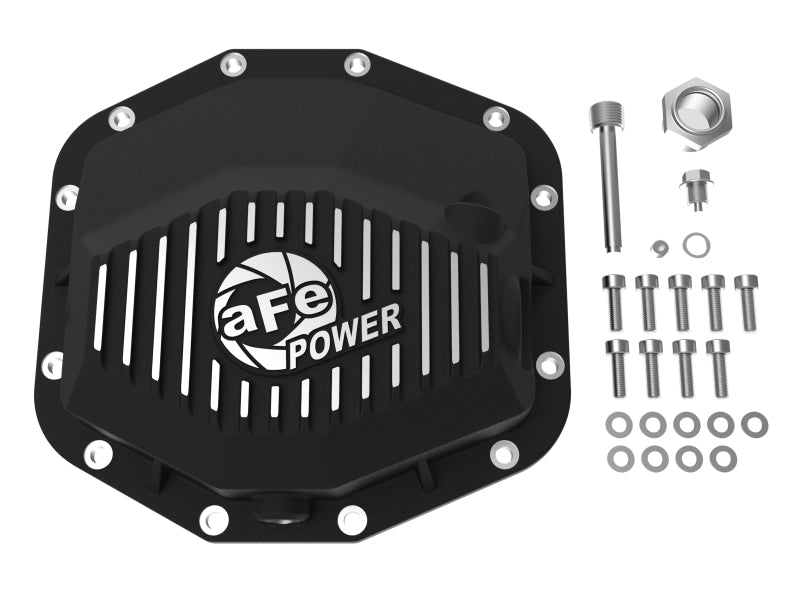 aFe POWER 21-22 Ram 1500 TRX Hemi V8 6.2L (sc) PRO Series Rear Differential Cover Black w/ Machined - 46-71280B