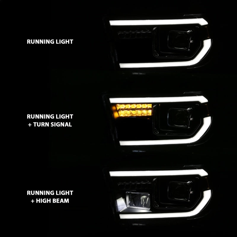 ANZO 2007-2014 Toyota Tundra Projector Light Bar H.L Black Amber(Led High Beam) (Halogen Version) - 111447