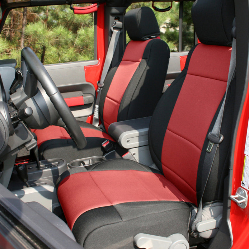 Rugged Ridge Seat Cover Kit Black/Red 11-18 Jeep Wrangler JK 2dr - 13296.53 for 2007-2018 Jeep Wrangler - front view