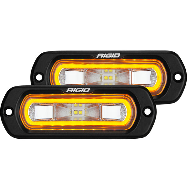 Rigid Industries SR-L Series Flush Mount LED Spreader Pair w/ Amber Halo - Universal - 53223 by Rigid Industries - front view