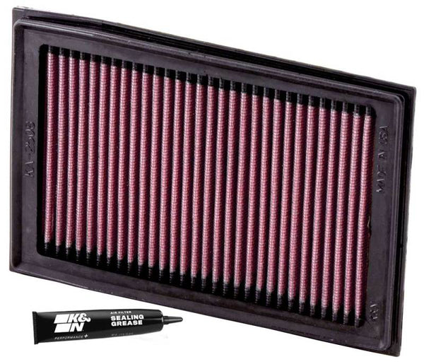 K&N 08-10 Kawasaki EX250R Ninja Replacement Air Filter - KA-2508 for 2008-2012 Kawasaki EX250F Ninja 250R - front view