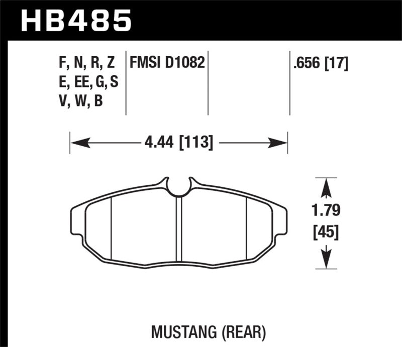 Hawk 05-07 Ford Mustang GT & V6 HPS Street Rear Brake Pads - HB485F.656