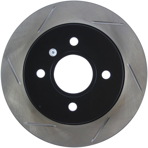 StopTech 14+ Fiesta ST Slotted Sport Brake Rotor - Rear Right - 126.61070SR for 2001-2007 Ford Focus - front view