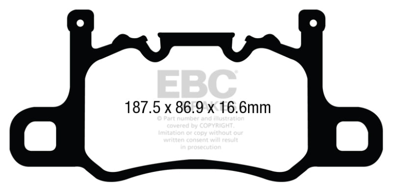 EBC 13-15 Porsche 911 (991) (Cast Iron Rotor only) 3.8 GT3 Yellowstuff Rear Brake Pads - DP42207R