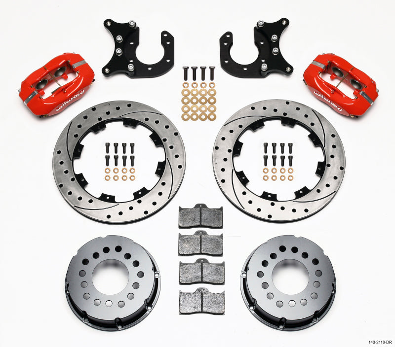 Wilwood Forged Dynalite P/S Rear Kit Drilled Red New Big Ford 2.50in Offset - 140-2118-DR by Wilwood