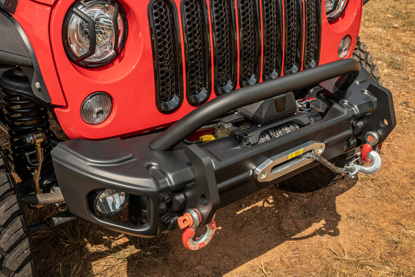Rugged Ridge Arcus Front Bumper Tube Overrider Black JK - 11549.14 for 2007-2022 Jeep Wrangler - front view