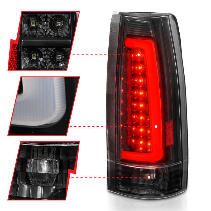 ANZO 1999-2000 Cadillac Escalade LED Taillights Black Housing Clear Lens Pair - 311344