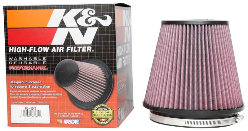 K&amp;N Universal Clamp-On Air Filter 6in FLG / 7-1/2in B / 5in T / 6-1/2in H - RU-1042