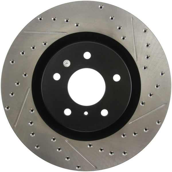 StopTech Slotted & Drilled Sport Brake Rotor - 127.42076L for 2003-2004 INFINITI G - front view