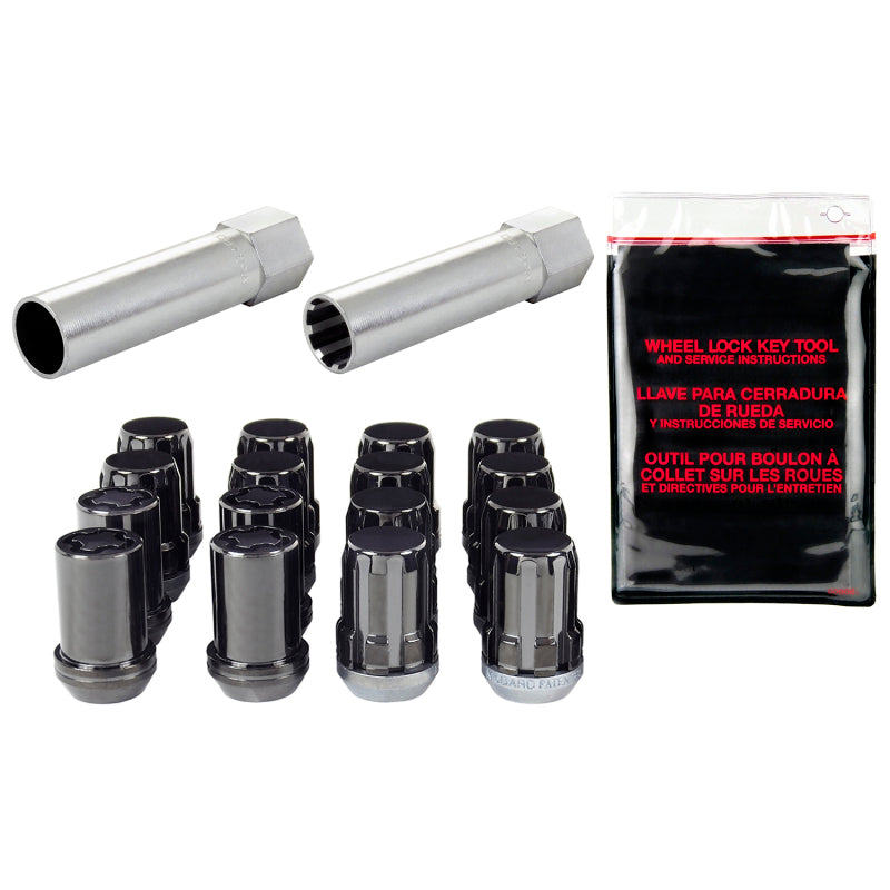 McGard SplineDrive Tuner 4 Lug Install Kit w/Locks &amp; Tool (Cone) M12X1.5 / 13/16 Hex - Black - 65457BK