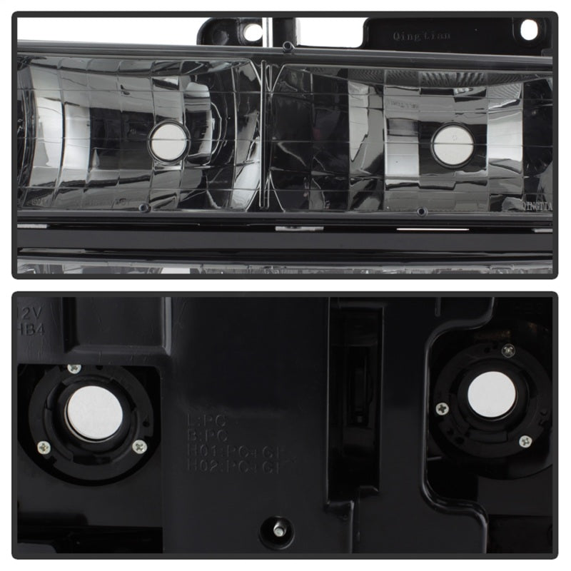 Xtune Chevy Suburban 94-98 Headlights w/ Corner &amp; Parking Lights 8pcs Smoked HD-JH-CCK88-AM-SM-SET - 5072238
