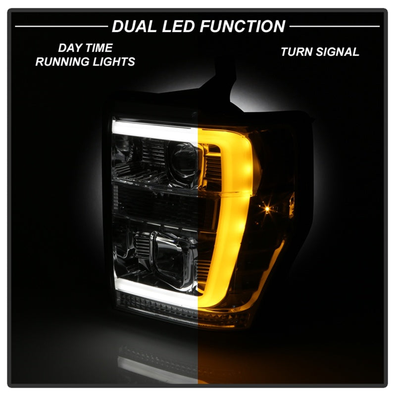 Spyder 08-10 Ford F-250 Ver 2 Proj Headlight - Switch Back Light Bar - Chrome - PRO-YD-FS08V2-SBLB-C - 5086211