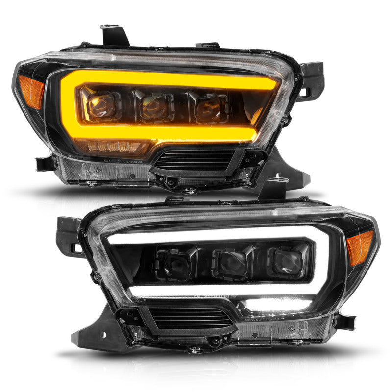 ANZO 16-22 Toyota Tacoma LED Projector Headlights w/ Light Bar Sequential Black Housing w/Initiation - 111563