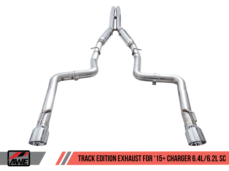 AWE Tuning 2015+ Dodge Charger 6.4L/6.2L Supercharged Track Edition Exhaust - Diamond Black Tips - 3015-33126