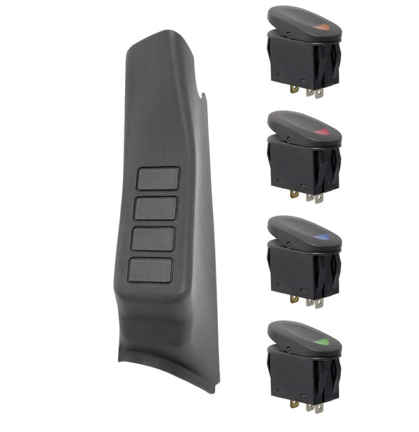 Rugged Ridge A-Pillar 4 Switch Pod Kit Black LHD 11-18 JK - 17235.96 for 2007-2018 Jeep Wrangler - front view
