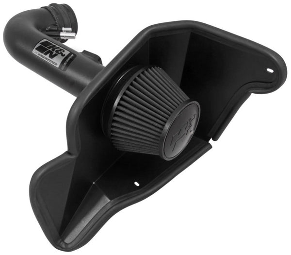 K&N 2015 Ford Mustang GT 5.0L V8 Black Performance Intake Kit - 71-3535 for 2015-2017 Ford Mustang - front view