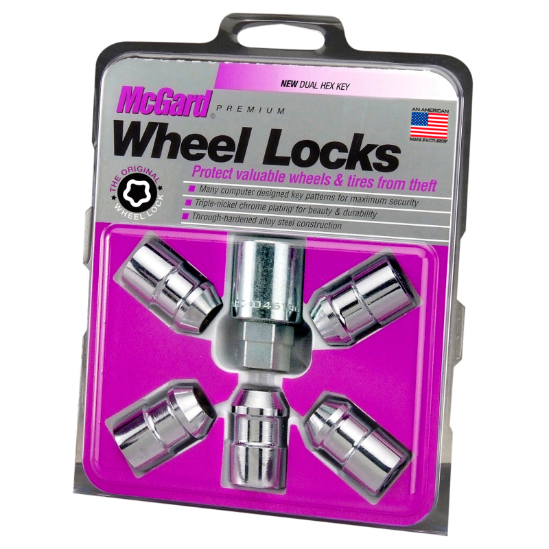 McGard Wheel Lock Nut Set - 5pk. (Cone Seat) 1/2-20 / 3/4 &amp;13/16 Dual Hex / 1.46in. Length - Chrome - 24538