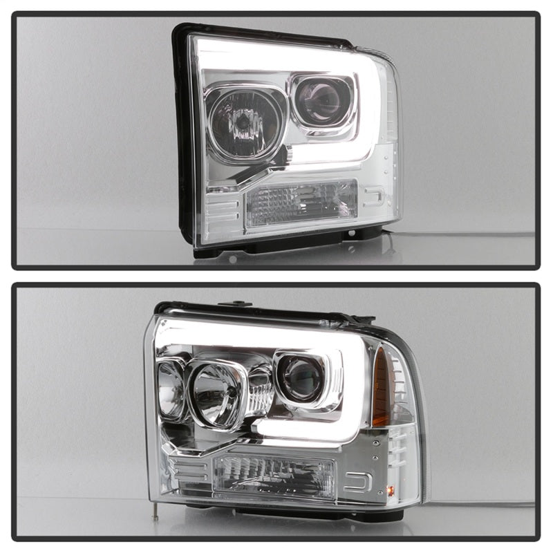 Spyder 05-07 Ford F250/350/450 SD Ver 2 Proj Headlights - Light Bar DRL - Black PRO-YD-FS05V2-LB-C - 5084682