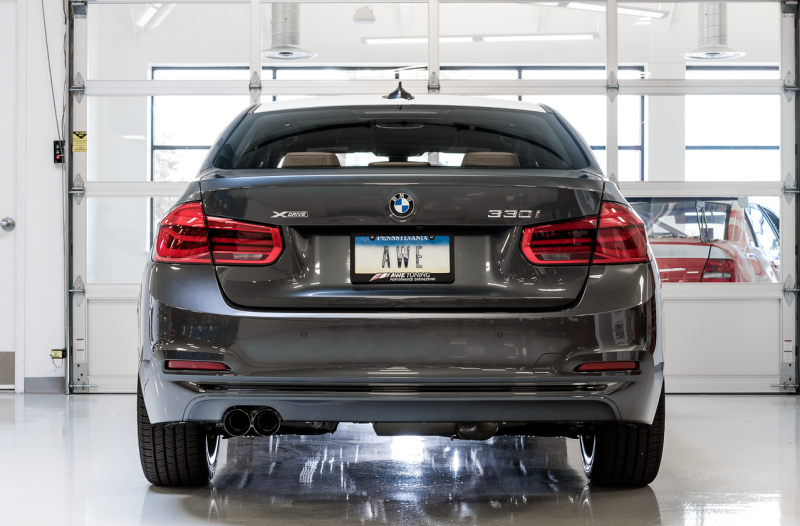 AWE Tuning BMW F3X 28i / 30i Touring Edition Axle-Back Exhaust Single Side - 80mm Silver Tips - 3010-22022