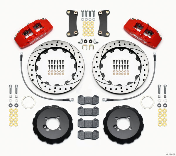 Wilwood Dynapro 6 Front Hat Kit 12.88in Drilled Red 2002-Up Mini Cooper w/ Lines - 140-13062-DR for 2007-2015 Mini Cooper