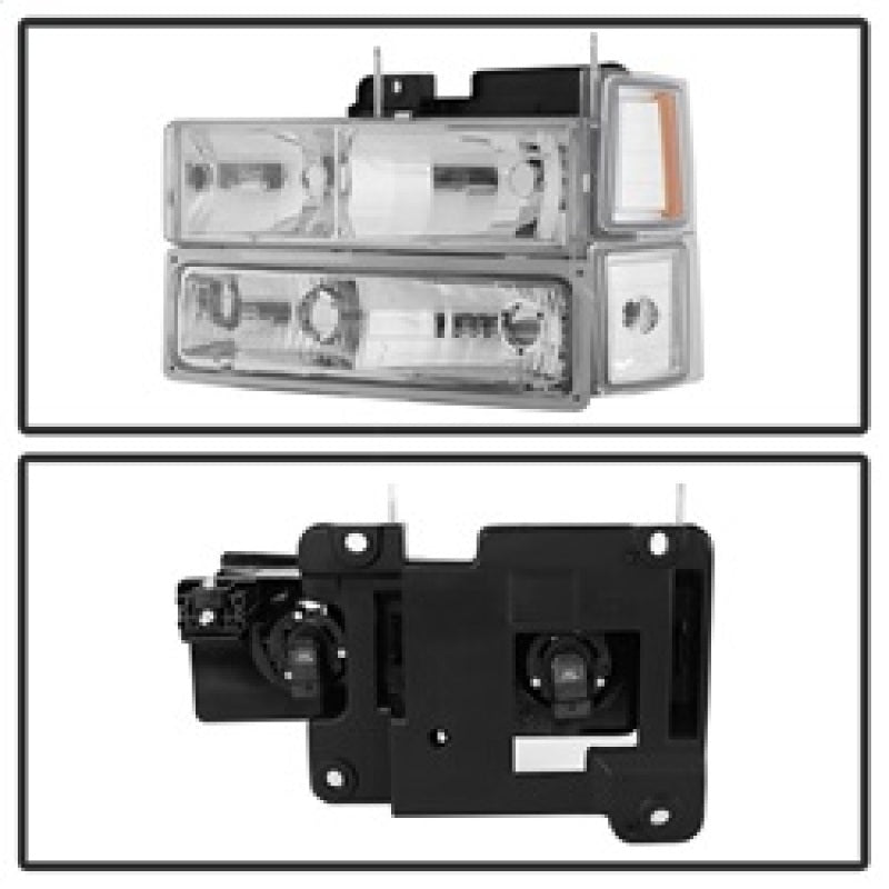 Xtune Chevy Suburban 94-98 Headlights w/ Corner &amp; Parking Lights 8pcs Chrome HD-JH-CCK88-AM-C-SET - 5069535