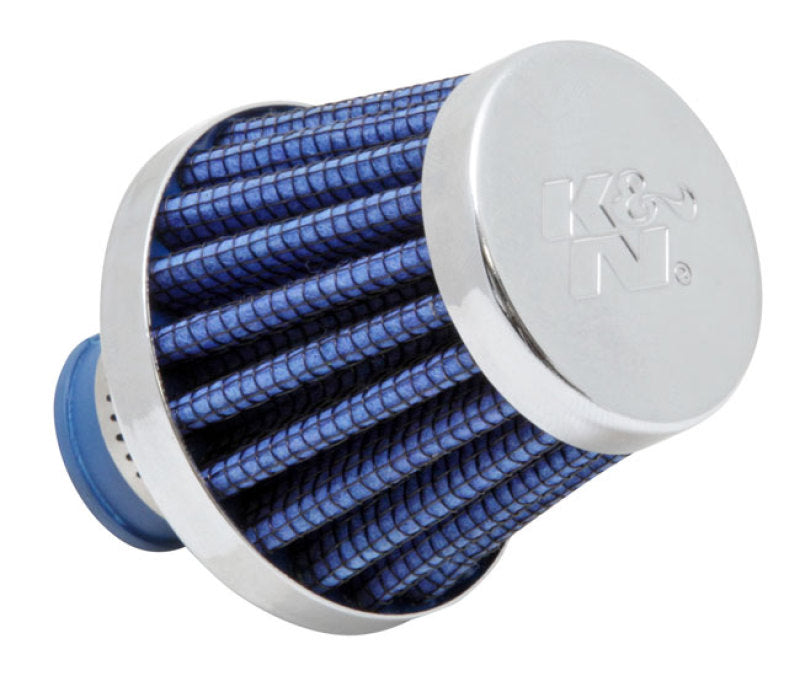 K&N 2in Base OD x .375in Flange ID x 1.75in H Rubber Base Crankcase Vent Filter - Blue - 62-1600BL by K&N Engineering - front