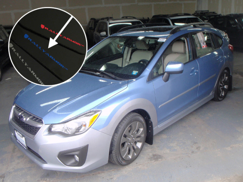 Rally Armor 12-16 Subaru Impreza Black UR Mud Flap w/ Blue Logo - MF22-UR-BLK/BL