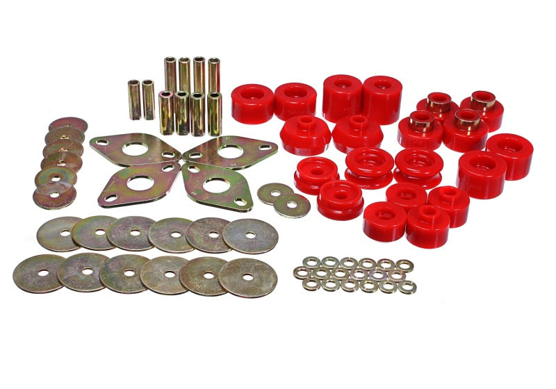 Energy Suspension 00-02 Toyota 4-Runner 2WD/4WD Red Body Mount Bushing Set - 8.4110R for 1996-2002 Toyota 4Runner - front vie