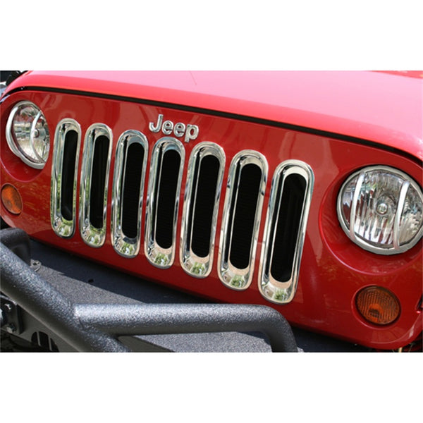 Rugged Ridge Grille Inserts Chrome 07-18 Jeep Wrangler - 11306.20 for 2007-2018 Jeep Wrangler - front view