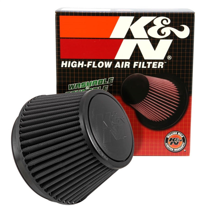 K&amp;N Universal Rubber Filter Round Tapered 6in Flange ID x 7.5in Base OD x 5.25in Top OD x 6.75in H - RU-3106HBK