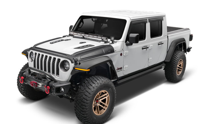 Bushwacker 18-22 Jeep Wrangler 2/4dr / 20-22 Jeep Gladiator Trail Armor Hood Armor (3pc) - Tex. Blk - 14131
