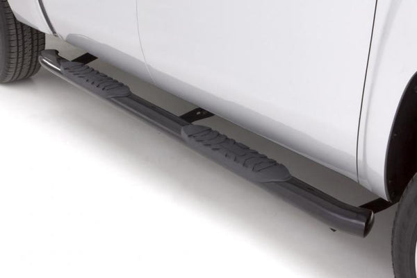 Lund 15-18 Ford F-150 SuperCrew 4in. Oval Curved Steel Nerf Bars - Black - 23491908 for 2015-2025 Ford F 150 - front view