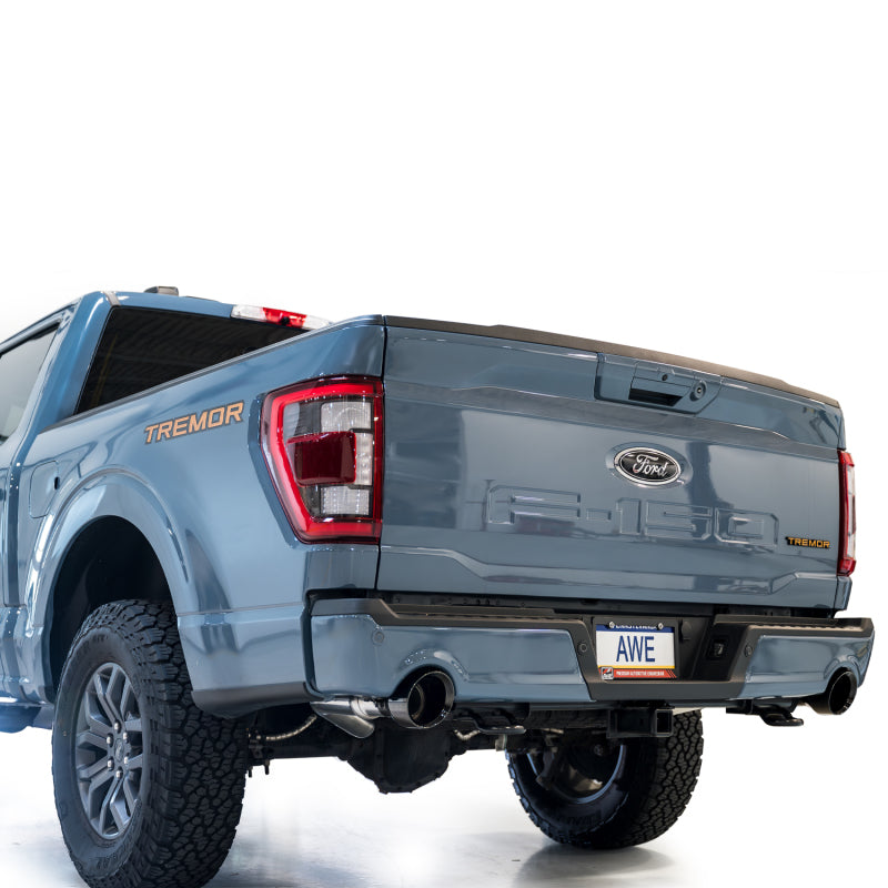 AWE Tuning 2021+ Ford F-150 Tremor (w/ Bumper Cutouts) 0FG Non-Resonated Catback -Diamond Black Tips - 3020-33402