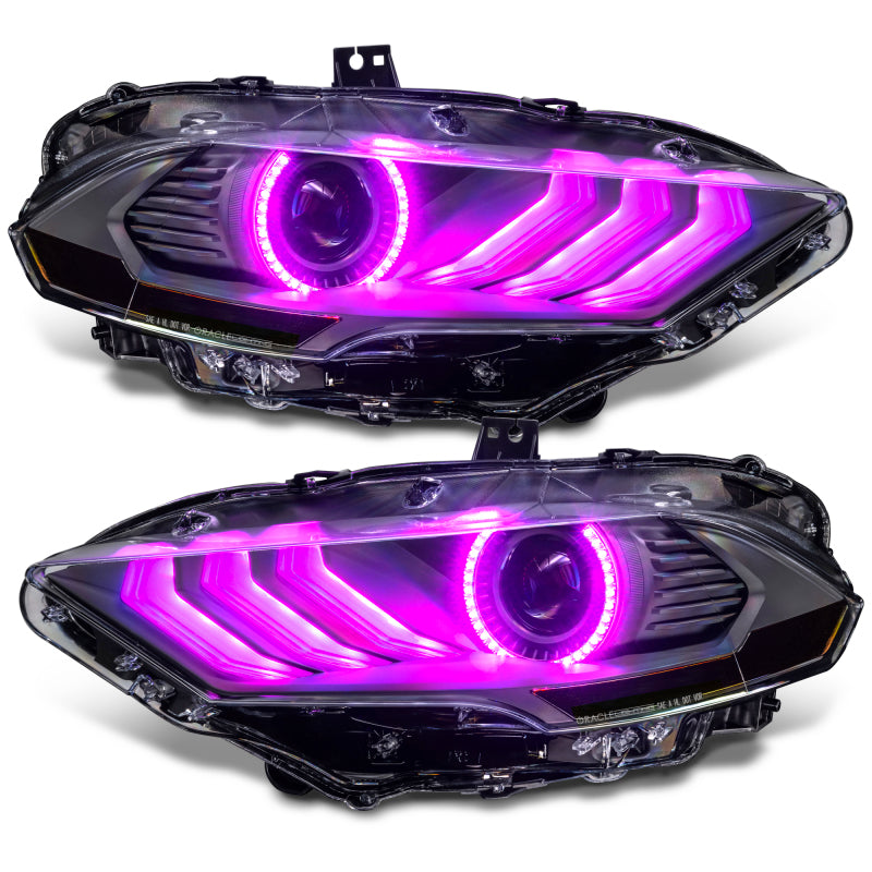 Oracle Lighting 18-23 Ford Mustang Dynamic ColorSHIFT LED Headlights - Black Series - 8204-332