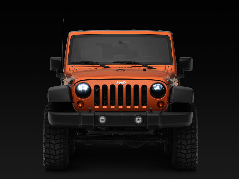 Raxiom 97-18 Jeep Wrangler TJ/JK Axial Series LED Headlights- Black Housing (Clear Lens) - J108039